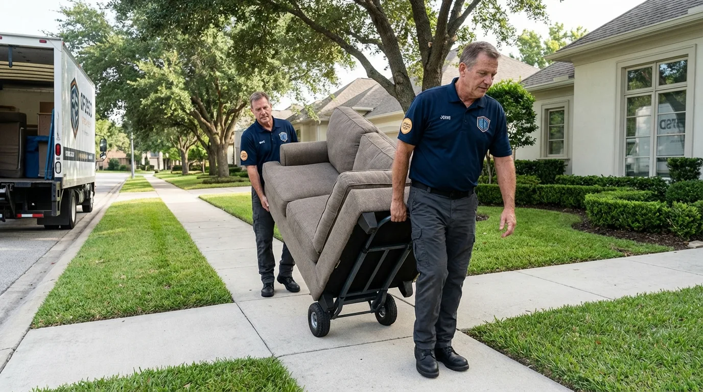 Local residential moving crew loading furniture in Bristow, OK