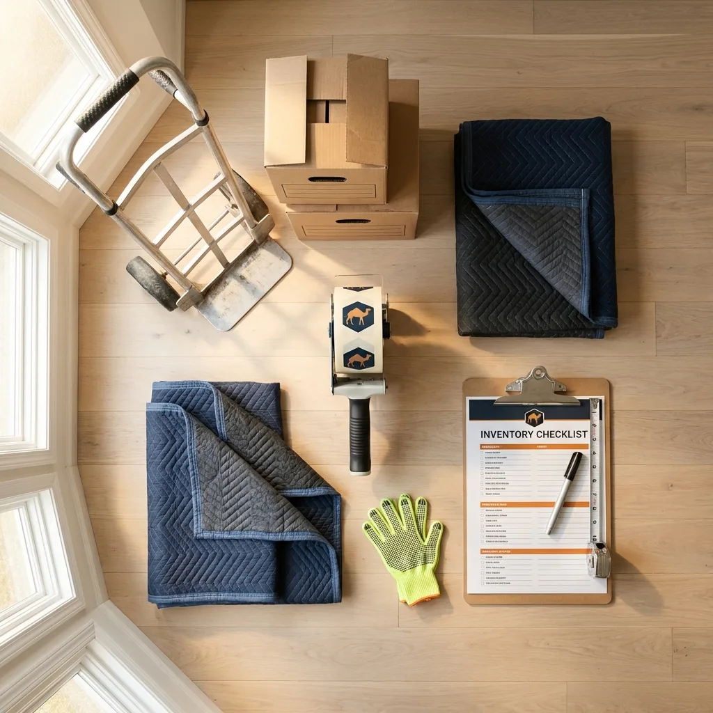 Professional moving supplies and packing materials layout for Bristow residential relocations